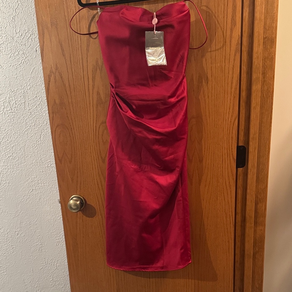 New with tags $255 House of CB small Anja Elegant Red corset midi Dress